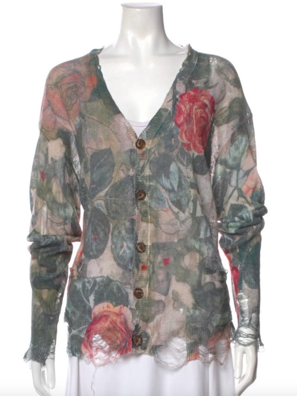 R13 NWT Camo Rose Boyfriend Cardigan, Size Large - Picture 2 of 7